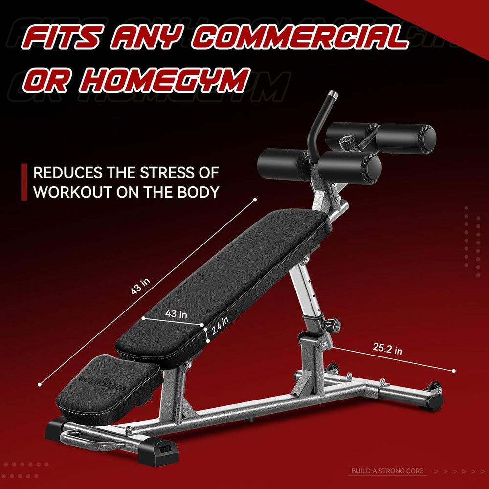 Professional Sit-Up Bench with 4 Adjustable Heights and Reverse Crunch Handle, A