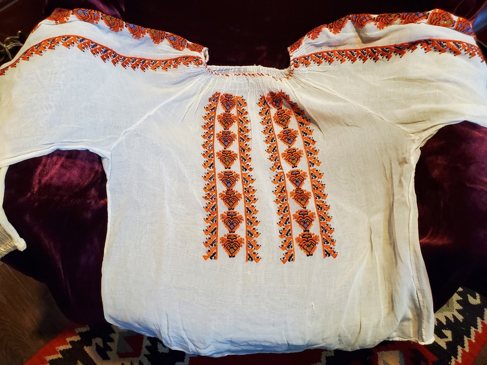 Exquisite Antique Romanian Silk Blouse