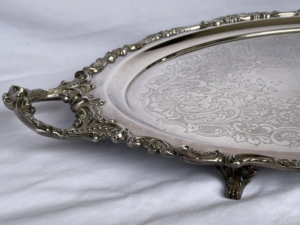 Baroque By Wallace 5 Pc. Silver Plated Tea/Coffee Set & Large Tray - No Monogram