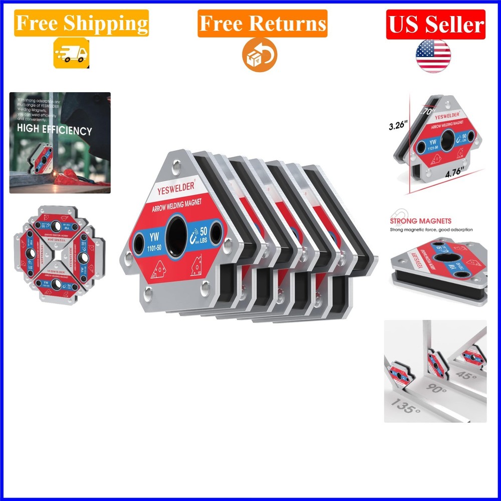 4-Piece 50LB Magnetic Welding Holders, Iron, Multi-Angle, Durable, Compact