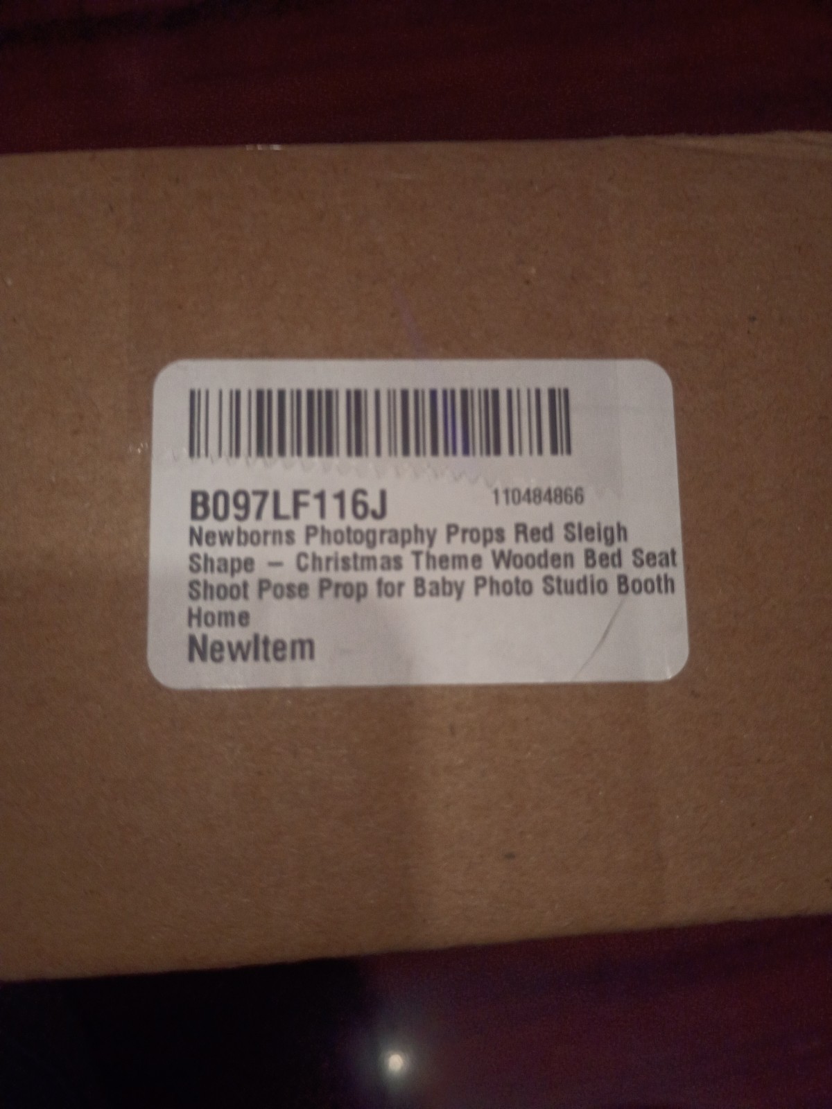 Newborn Photo Prop Red Sleigh - Wooden Baby Photography Prop for 0-6 Months...