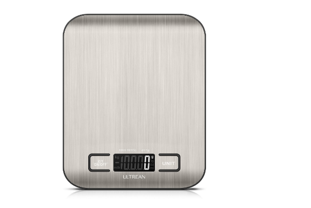 Digital Kitchen Scale Stainless Steel Waterproof Tare Function Large LCD Display