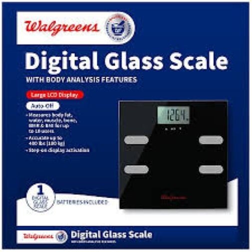 Walgreens Digital Glass Scale With Body Analysis Features, Black