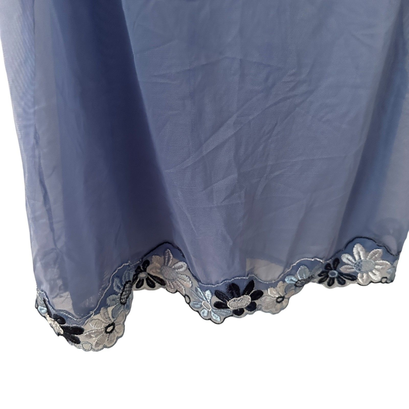 Victoria's Secret Blue Floral Embroidered Sheer Short Nightgown Size L
