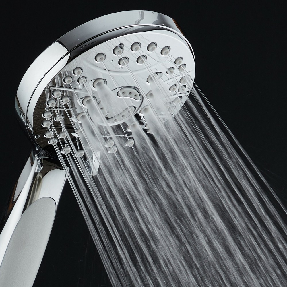 AquaSpa High Pressure 6-setting Handheld Shower Head – 6 FT Hose – Wall Bracket
