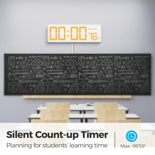 16.5" Large Digital Wall Timer Clock with Countdown Timer, Auto Dimmer, White