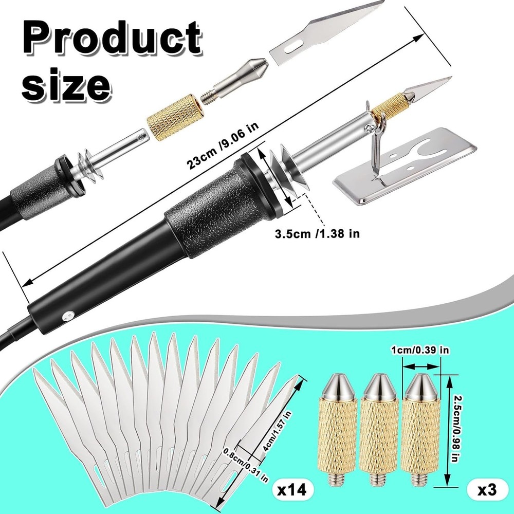 Versatile Hot Knife Cutter with Plastic Handle and 19 Piece Accessory Set