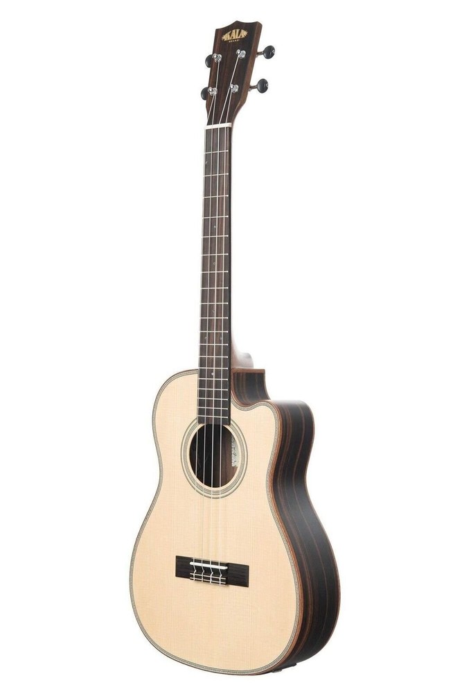 Kala Solid Spruce Top Striped Ebony - Baritone with Cutaway and EQ