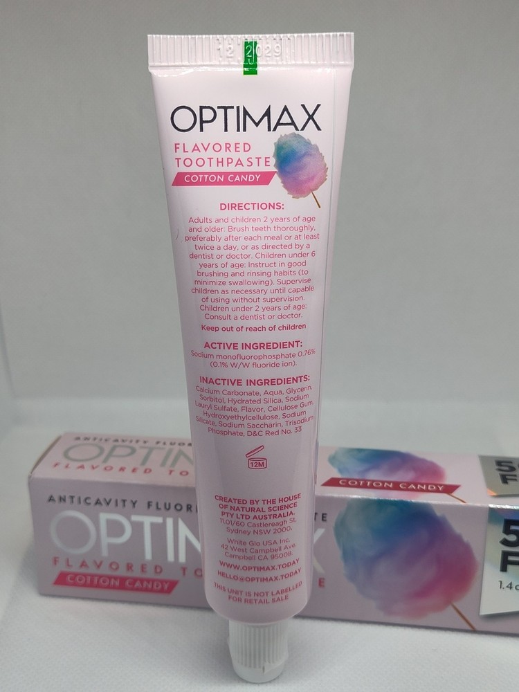 4x Optimax Anticavity Fluoride Toothpaste Cotton Candy Flavored 2.8oz