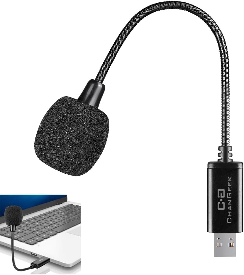 Mini USB Microphone for Laptop and Desktop Computer, with Gooseneck & Universal