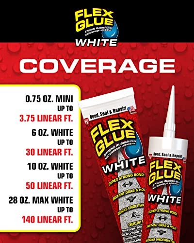 Flex Glue, Mini, White, Super Strong, Rubberized Waterproof Adhesive, 18ml
