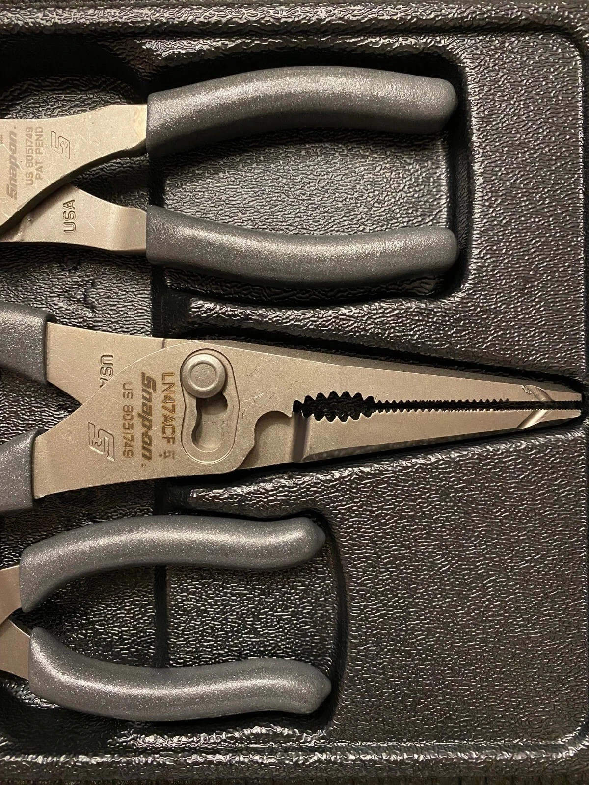 SNAP ON TOOLS USA 3PC DK TITANIUM LONG NOSE Slip Joint Pliers Set PL3LNSJCF DT