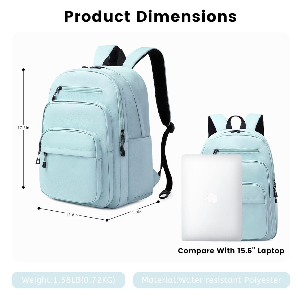 Basic Multi-Pocket Multipurpose Backpack Classical Water Resistant Student Bo...
