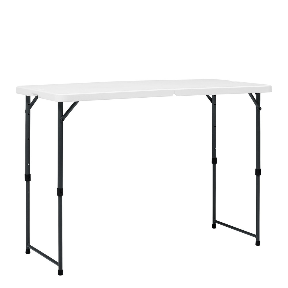 4 Foot Adjustable Height Folding Plastic Table White