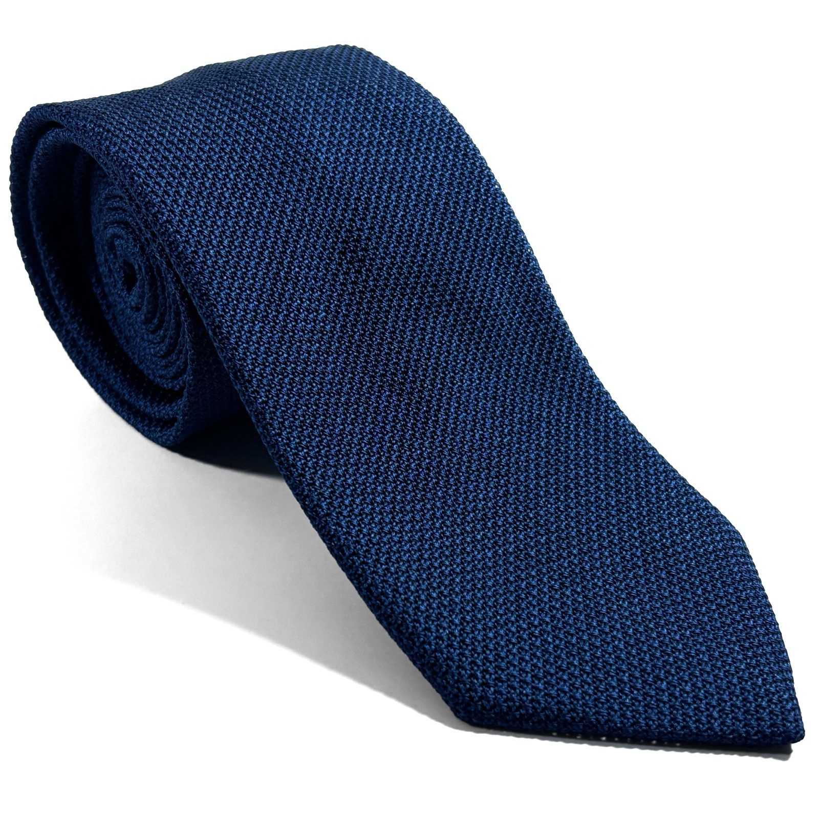 Navy Blue Solid Silk Grenadine Tie (Handmade in Italy)