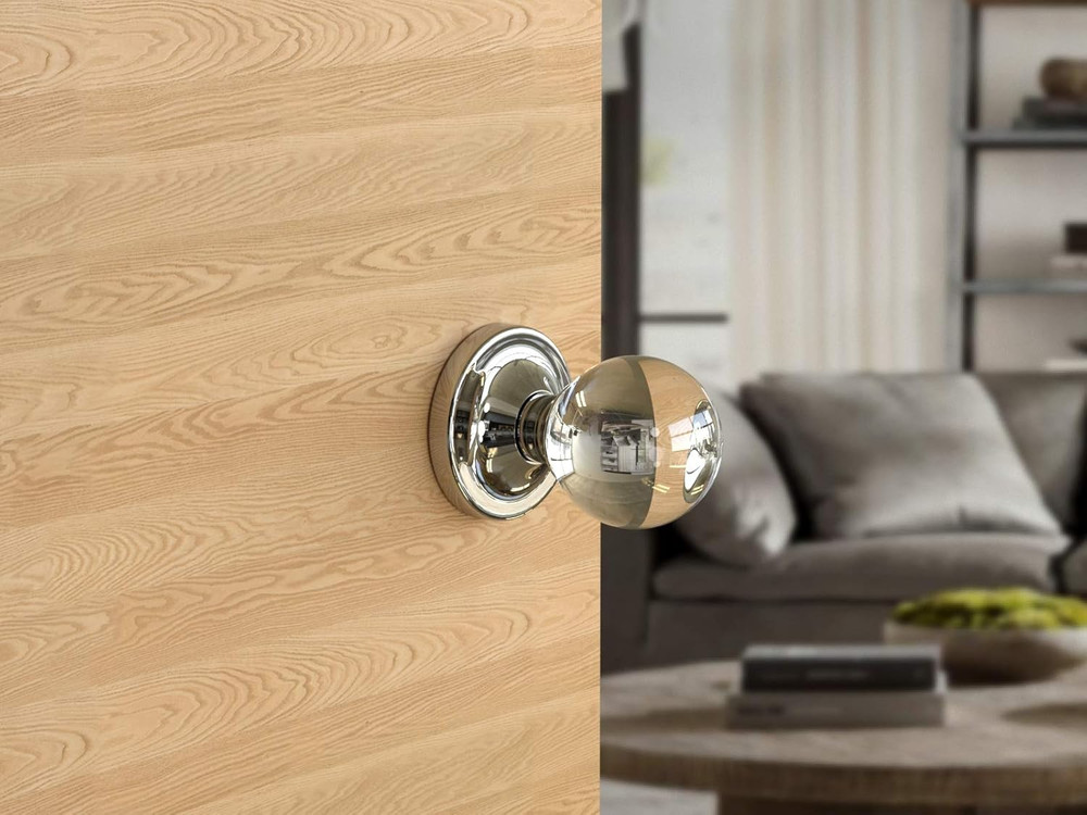 Passage Round Ball Crystal Door Knobs Polished Chrome Round Rosette