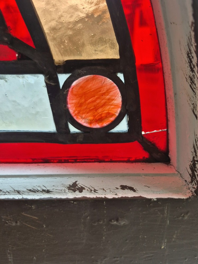 ANTIQUE STAINED GLASS ARCH WINDOW