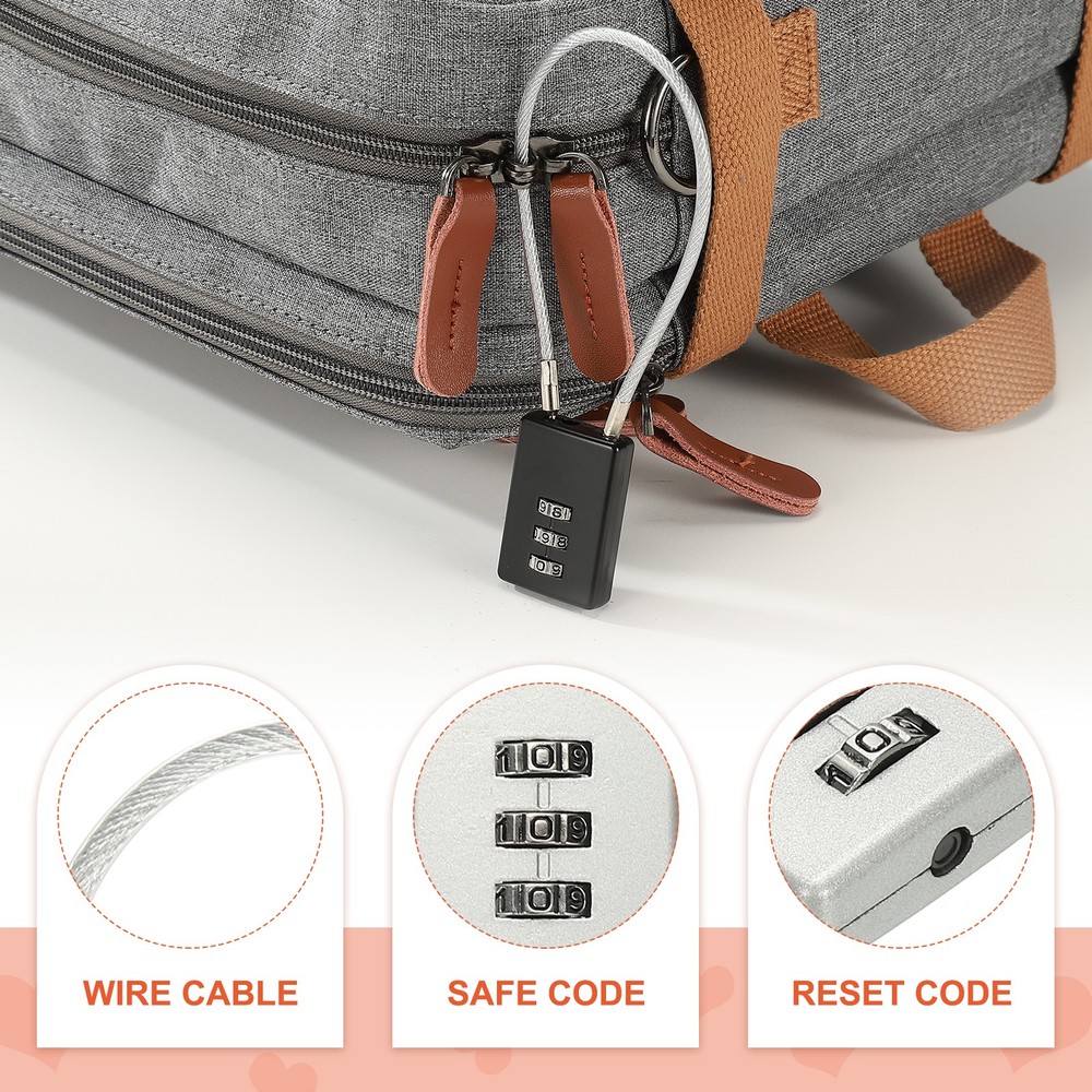 2 Pcs 3 Digit Cable Lock with Combination 11.8" Steel Rope Silver
