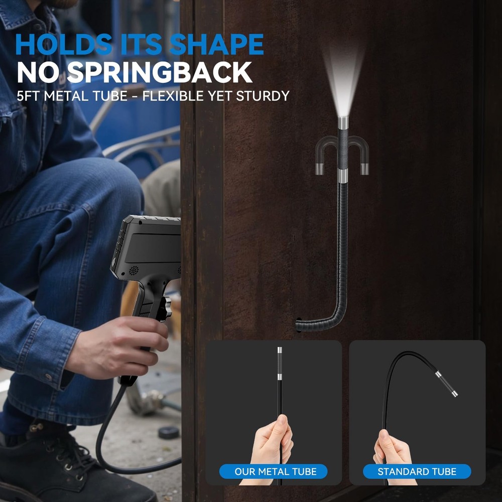 Articulating Borescope Camera with Screen, 2-Way Flexible Inspection Camera w...