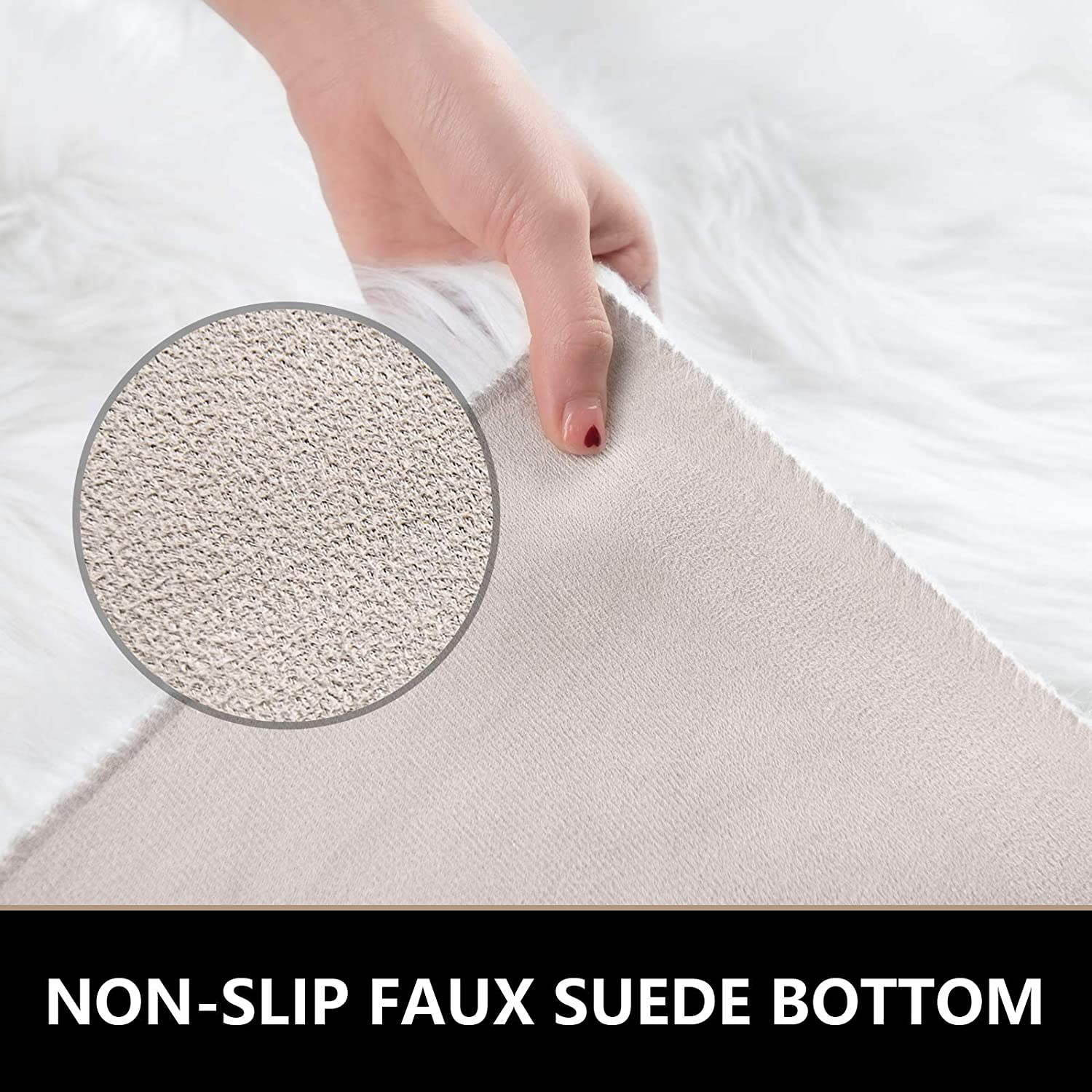 Faux Fur Sheepskin Area Rug Non-Skid Furry Carpet for Living Room in Many Colors