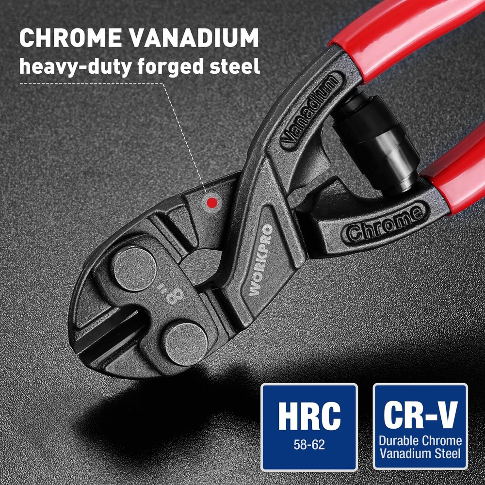 WORKPRO 8" Mini Bolt Cutter Compact Bolt Cutters for Cutting Wire Cables Chains