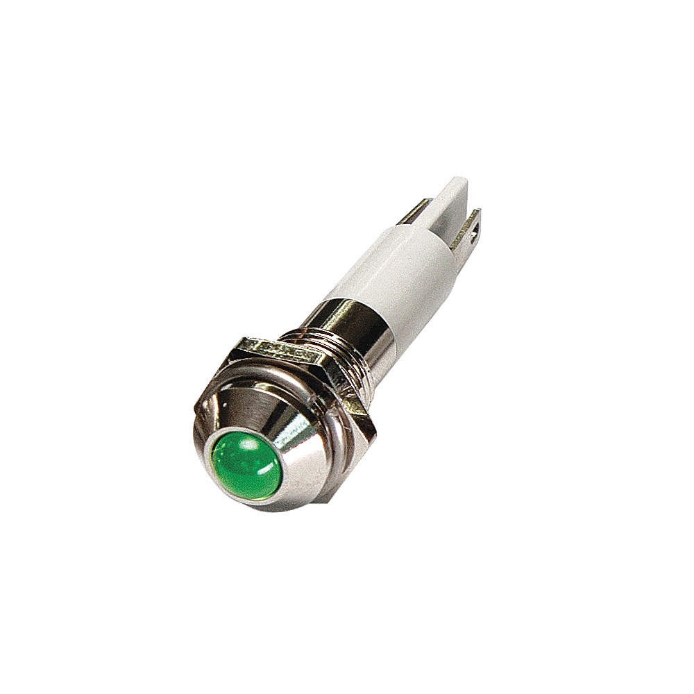 GRAINGER APPROVED 24M044 Raised Panel Light, Green, 12 V DC 24M044