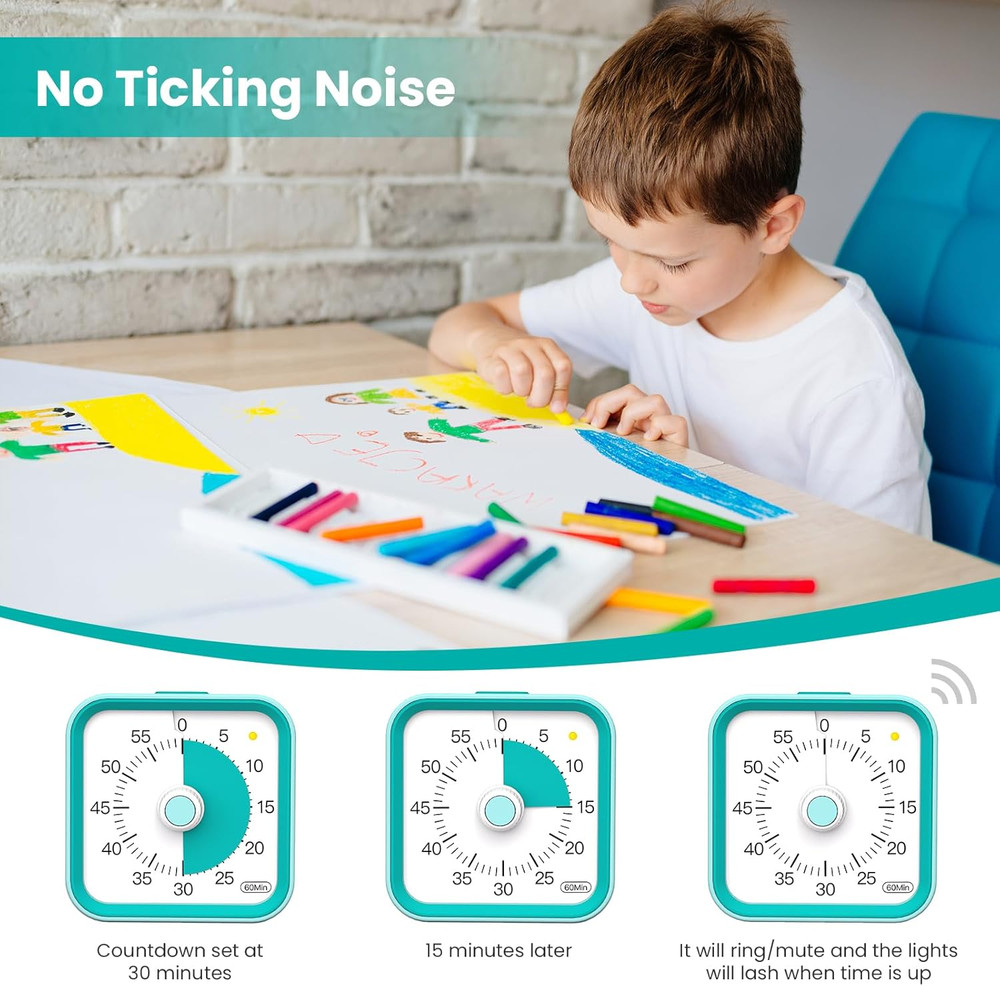 Visual Timer for Kids with Pause Function, 60 Minute Countdown Timer for Kids De