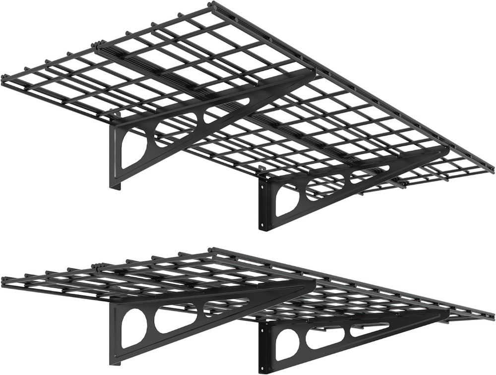 2-Pack Wall Mounted Floating Shelves - Ideal for Garage Organization