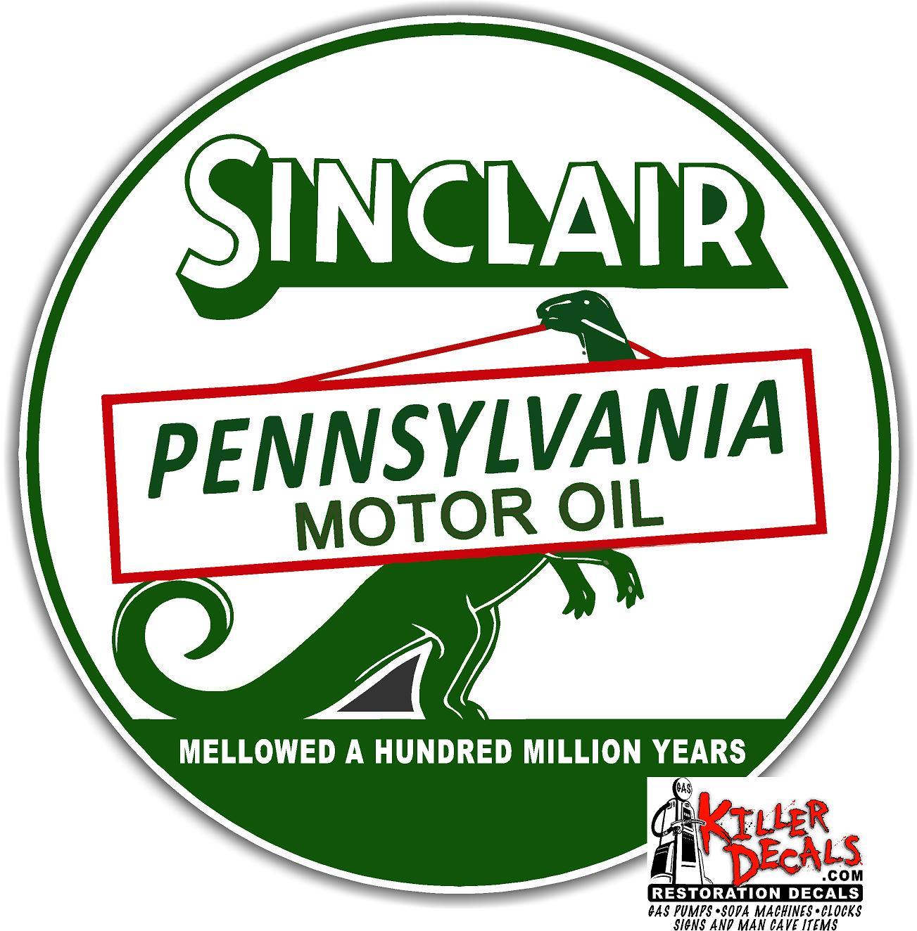 (SINC-9) 3" SINCLAIR MOTOR OIL LUBSTER OIL CAN GASOLINE GAS DECAL