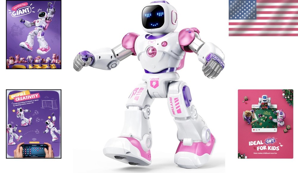 Children's 15.8" Programmable Robot - Dance, Music & Learning Fun for Ages 4-9