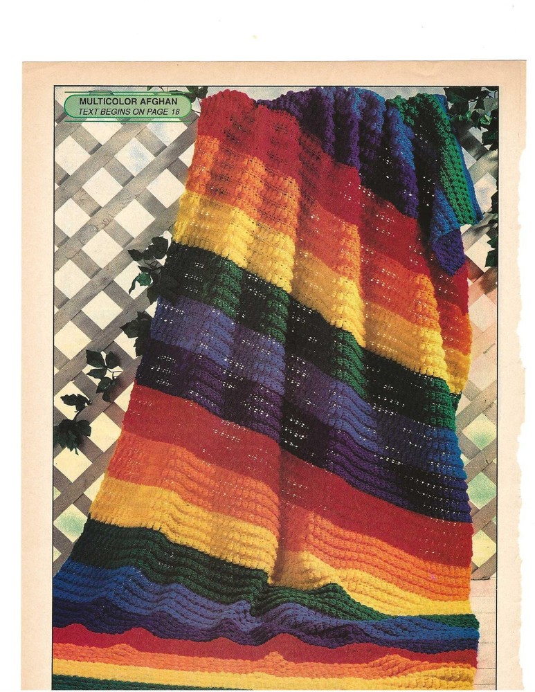 Multicolor Afghan  (#277-8)  vintage  crochet  pattern