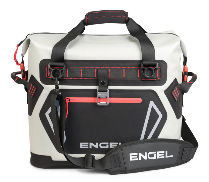 Engel HD20 High-Performance Soft Sided Tote Cooler - Light Gray Red