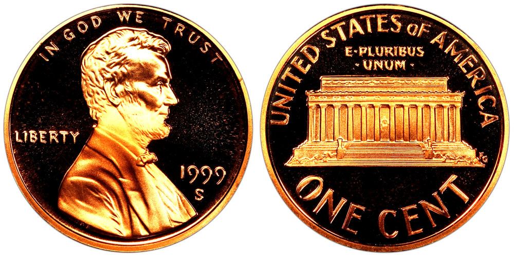 1999 S  Lincoln Cent Proof from Original U.S. Mint Proof Set