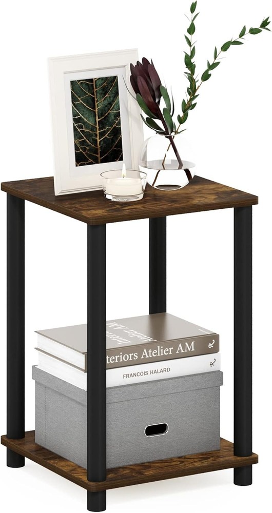 TIDUR Side Table Modern Drawer End Table W/ Charging Station Night Stand Bedside
