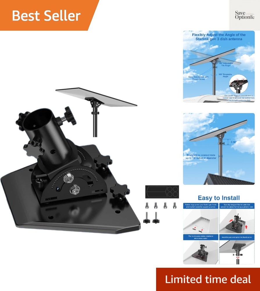Starlink Gen 3 Pipe Adapter - Pole Mount Adjustable Adapter