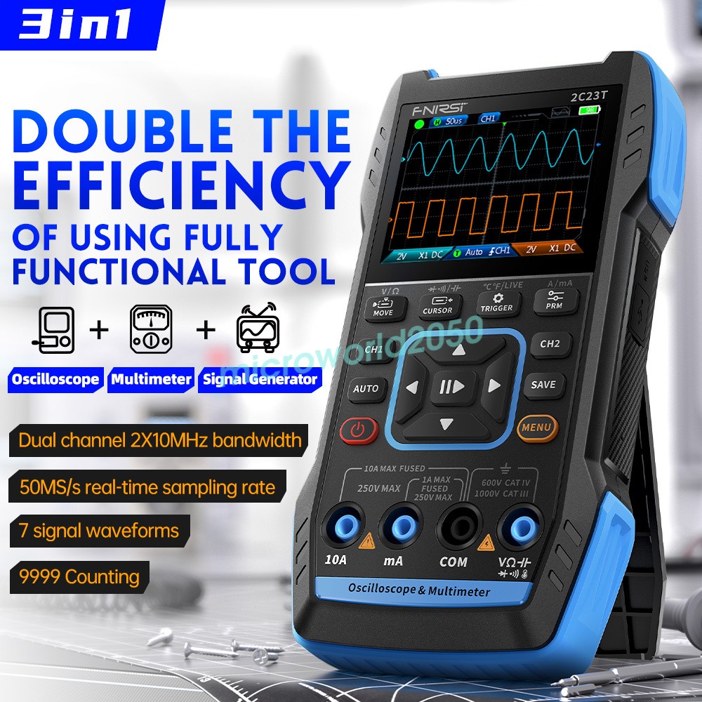 FNIRSI 2C23T+P6100 Digital Oscilloscope Multimeter Function Signal Generator