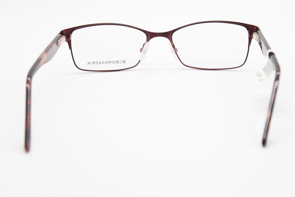 NEW BCBGMAXAZRIA BRYNN WINE DARK RED RECTANGULAR AUTHENTIC EYEGLASSES 54-17