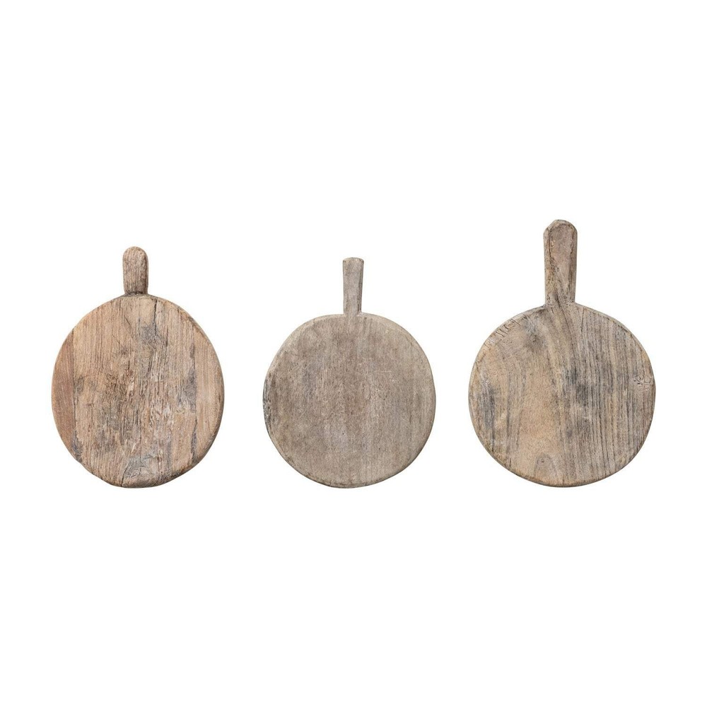 Vintage Bleached Wood Bread Chapati Board with Handle