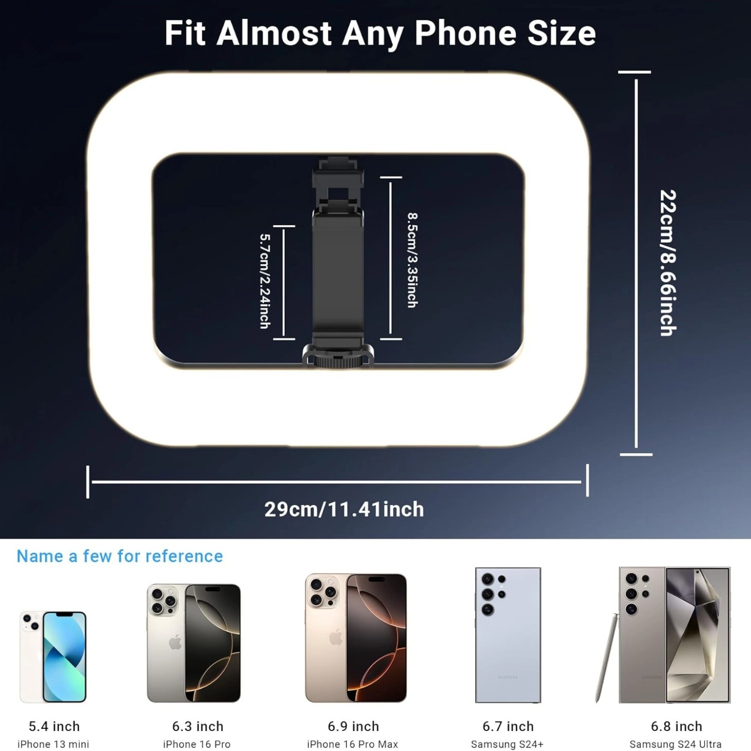 Handheld LED Ring Light Kit with Stand Dimmable 8500K for Makeup Phone Camera