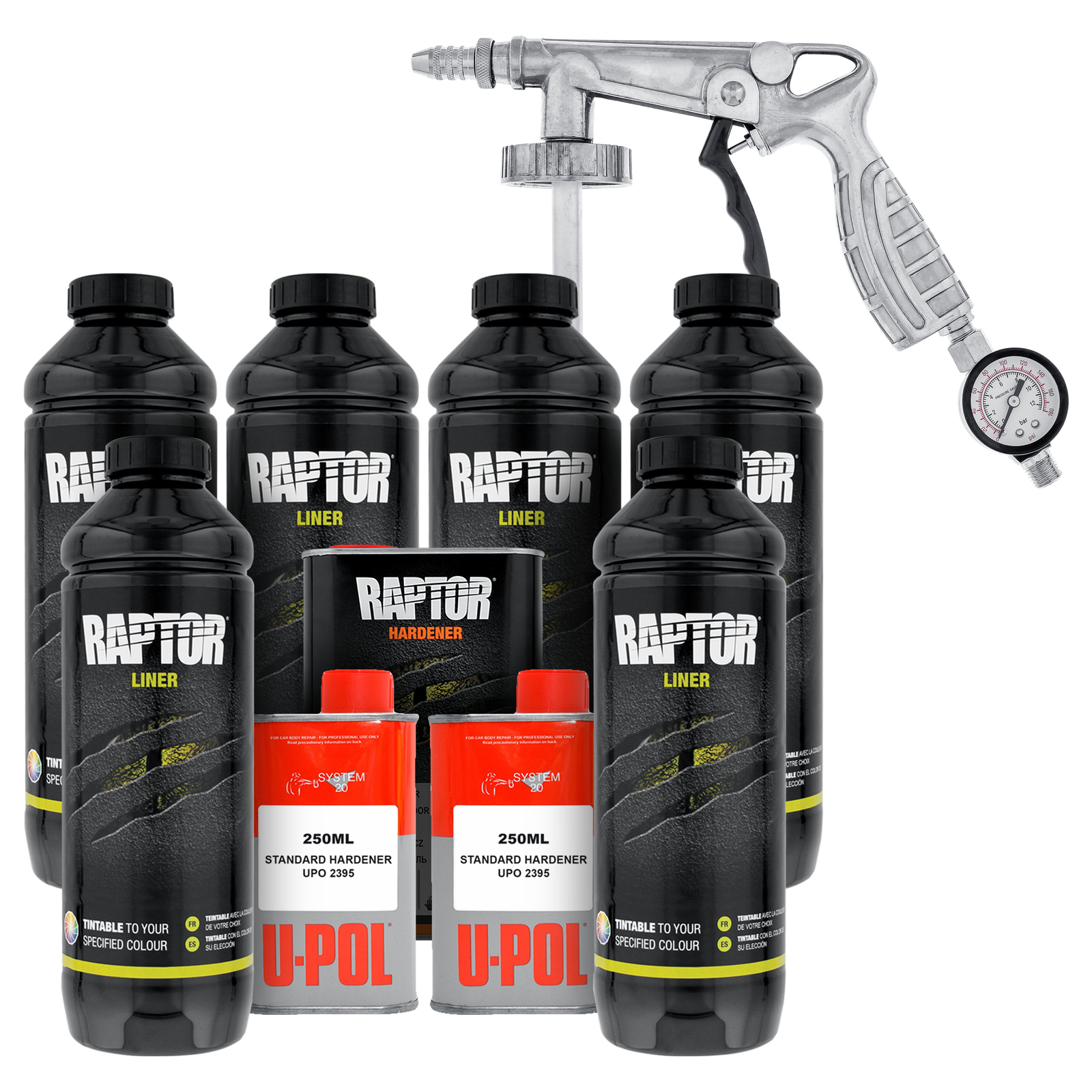 Raptor Tintable Urethane Spray-On Truck Bed Liner Spray Gun, 6 Liters