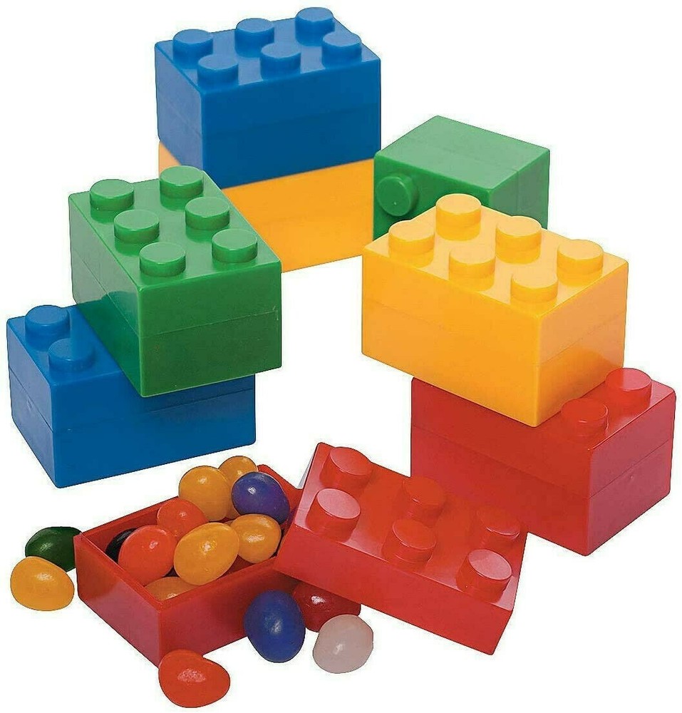 Plastic Building Block Party Containers - Easter Eggs - 12 pcs Brick Party Boxes