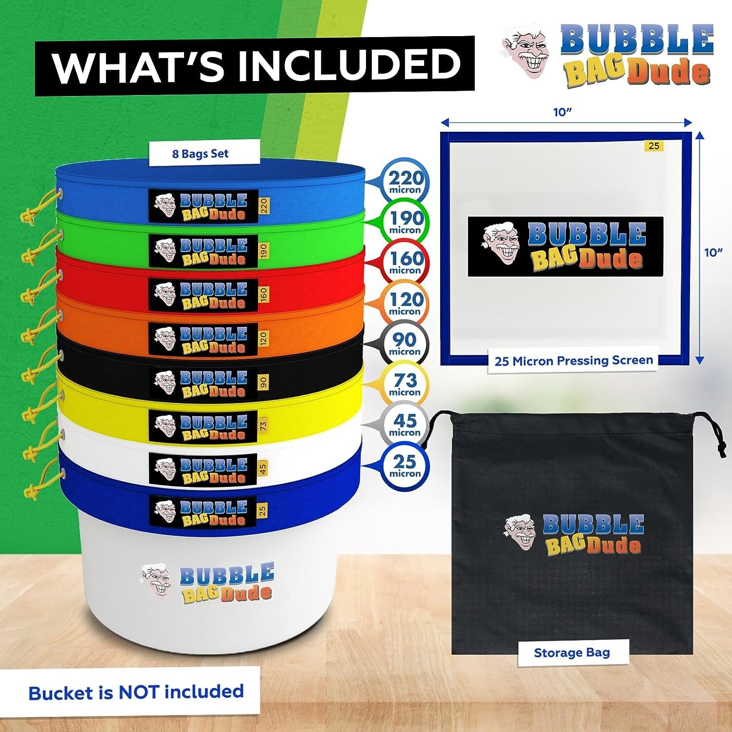 Bubble Bag BUBBLEBAGDUDE 5 GAL - 8 Bag Kit Bubble Hash Bags Herbal Extractor