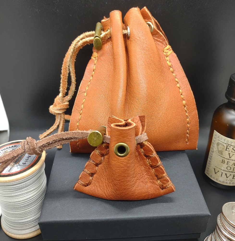 TINY Deerskin Leather Drawstring Pouch for rings, earrings, coins.
