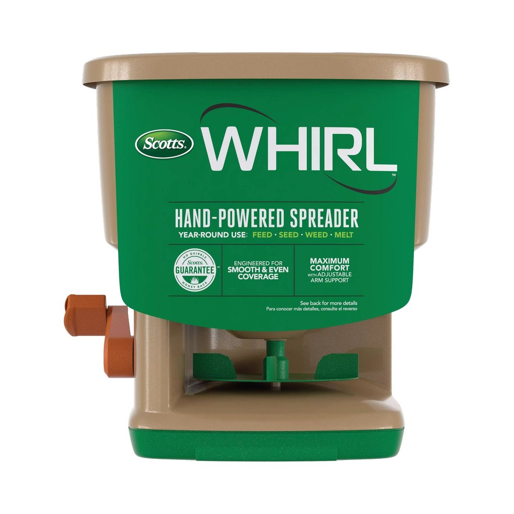 Hand-Powered Spreader for Grass Seed, Fertilizer, Salt and Ice Melt