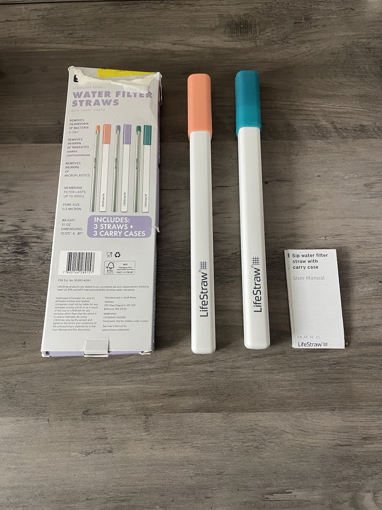 New LIFESTRAW SIP 2 PACK Water Filter Straws