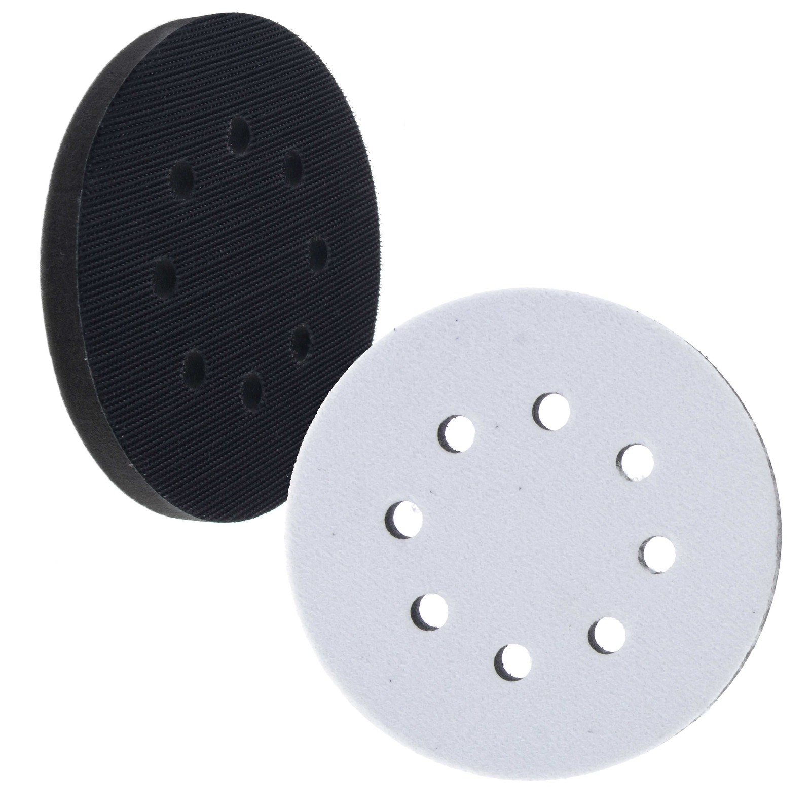 2 Dura-Gold 5" x 10mm Soft Density Interface Pads, Hook & Loop, 8 Hole Pattern