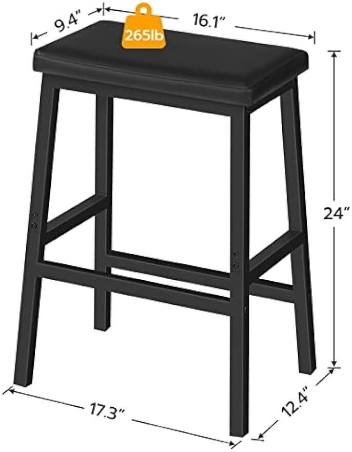 Modern Bar Breakfast Stools PU Leather Upholstered Kitchen Dining Room 2 Sets US