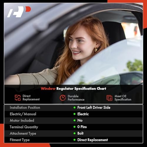 Front Left Driver Side Power Window Regulator Without Motor Compatible with