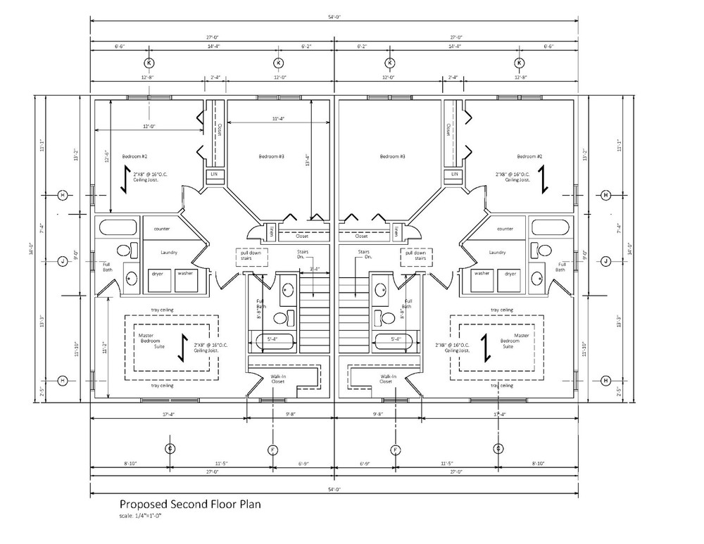 DUPLEX HOUSE PLANS COLONIAL DUPLEX APT 3BR 2.5BA DUPLEX COLONIAL PLAN #226-27