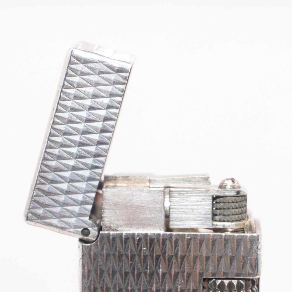 Dunhill Lighter LONGBOY Silver Diamond Pattern _Ultrasonically Cleaned_Working